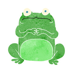 freehand retro cartoon nervous frog