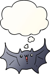 cartoon happy vampire bat with thought bubble in smooth gradient style