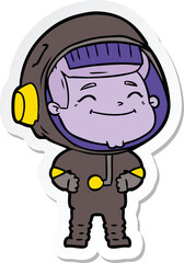 sticker of a happy cartoon astronaut