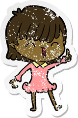 distressed sticker of a cartoon woman