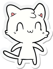 sticker of a cartoon happy cat