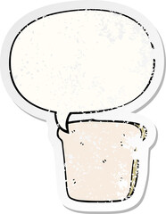 cartoon slice of bread with speech bubble distressed distressed old sticker