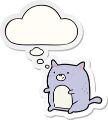 cartoon cat with thought bubble as a printed sticker