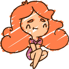 Sitting Woman Chalk Drawing