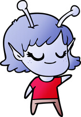 smiling alien girl cartoon