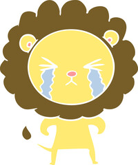 flat color style cartoon crying lion