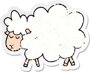 distressed sticker of a cartoon sheep