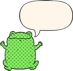 cartoon toad with speech bubble in comic book style