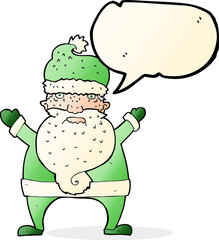 cartoon ugly santa claus with speech bubble