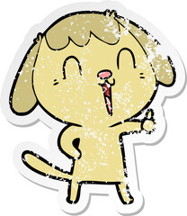 distressed sticker of a cute cartoon dog