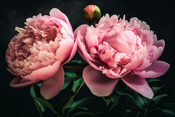 Pink watercolor peonies on transparent background. Perfect for cards and designs. Generative AI