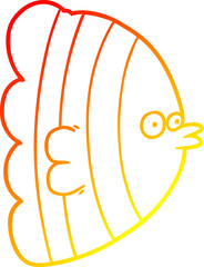 warm gradient line drawing of a cartoon exotic fish