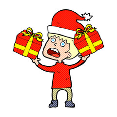 cartoon man getting ready for christmas