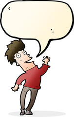 cartoon happy man with speech bubble