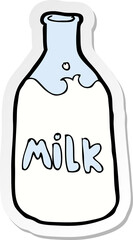 sticker of a cartoon bottle of milk