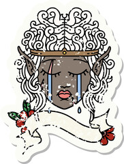 Retro Tattoo Style crying elf barbarian character face