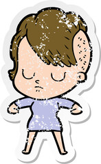 distressed sticker of a cartoon woman