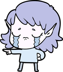 cartoon crying elf girl