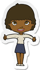 sticker of a cartoon happy girl