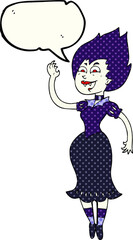 freehand drawn comic book speech bubble cartoon vampire girl