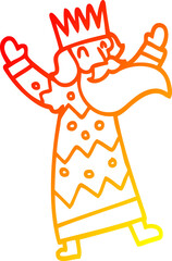 warm gradient line drawing of a cartoon jolly king