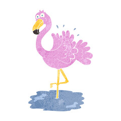 freehand retro cartoon flamingo