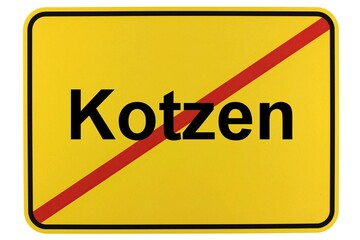 Illustration eines Ortsschildes der Gemeinde Kotzen in Brandenburg