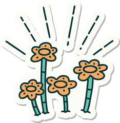 sticker of a tattoo style flowers growing