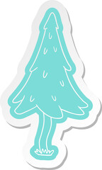 cartoon sticker of woodland pine trees