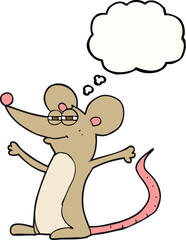 freehand drawn thought bubble cartoon mouse