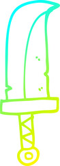 cold gradient line drawing of a cartoon dagger