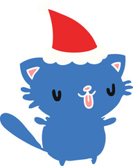 hand drawn christmas cartoon of kawaii cat