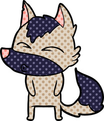 cartoon wolf pouting