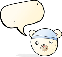 cartoon polar bear face with speech bubble