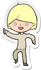 sticker of a cartoon man pointing