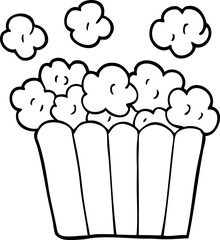 line drawing cartoon popcorn