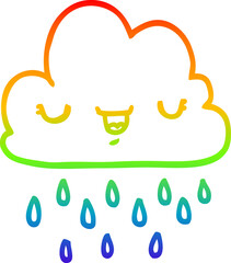 rainbow gradient line drawing of a cartoon storm cloud