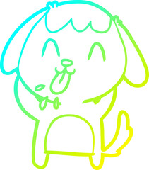 cold gradient line drawing of a cute cartoon dog