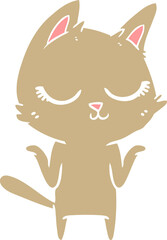calm flat color style cartoon cat