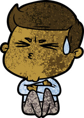 cartoon man sweating