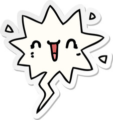 happy cartoon face with speech bubble sticker