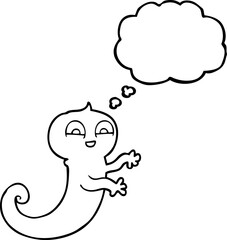 freehand drawn thought bubble cartoon ghost