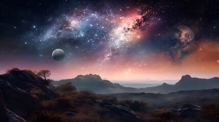 Fototapeta premium cosmic landscape made with Generative AI