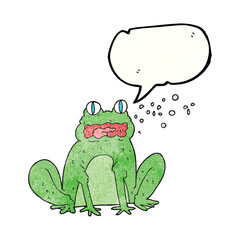 freehand speech bubble textured cartoon burping frog