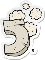 sticker of a cartoon stone number five