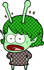 cartoon shocked alien girl