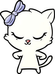 cute cartoon cat with bow
