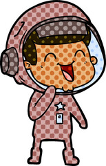 happy cartoon astronaut