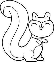 line drawing cartoon happy squirrel