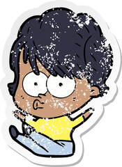 distressed sticker of a cartoon woman
